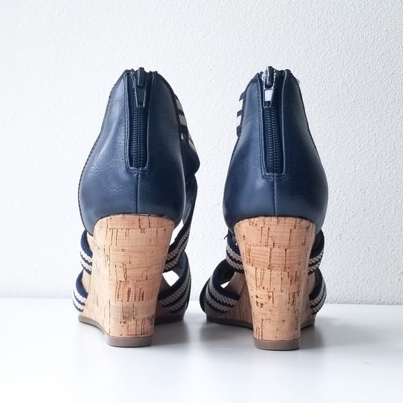 Striped Cork Wedge Sandals - Picture 5 of 6